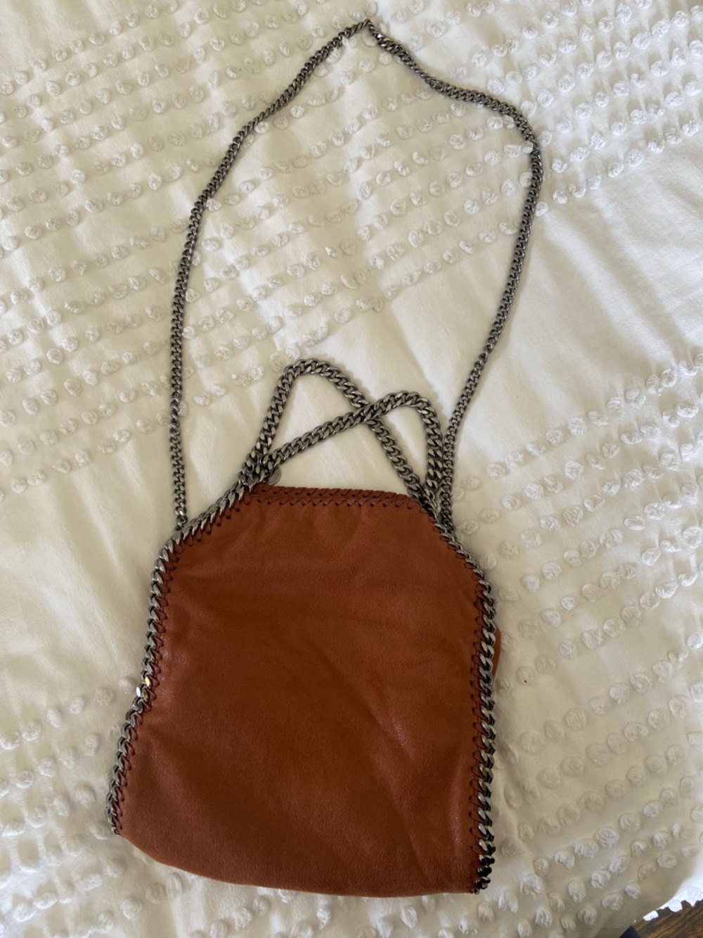 Stella McCartney Falabella Shaggy Deer Authentic Brown Chain-Trim Crossbody Bag